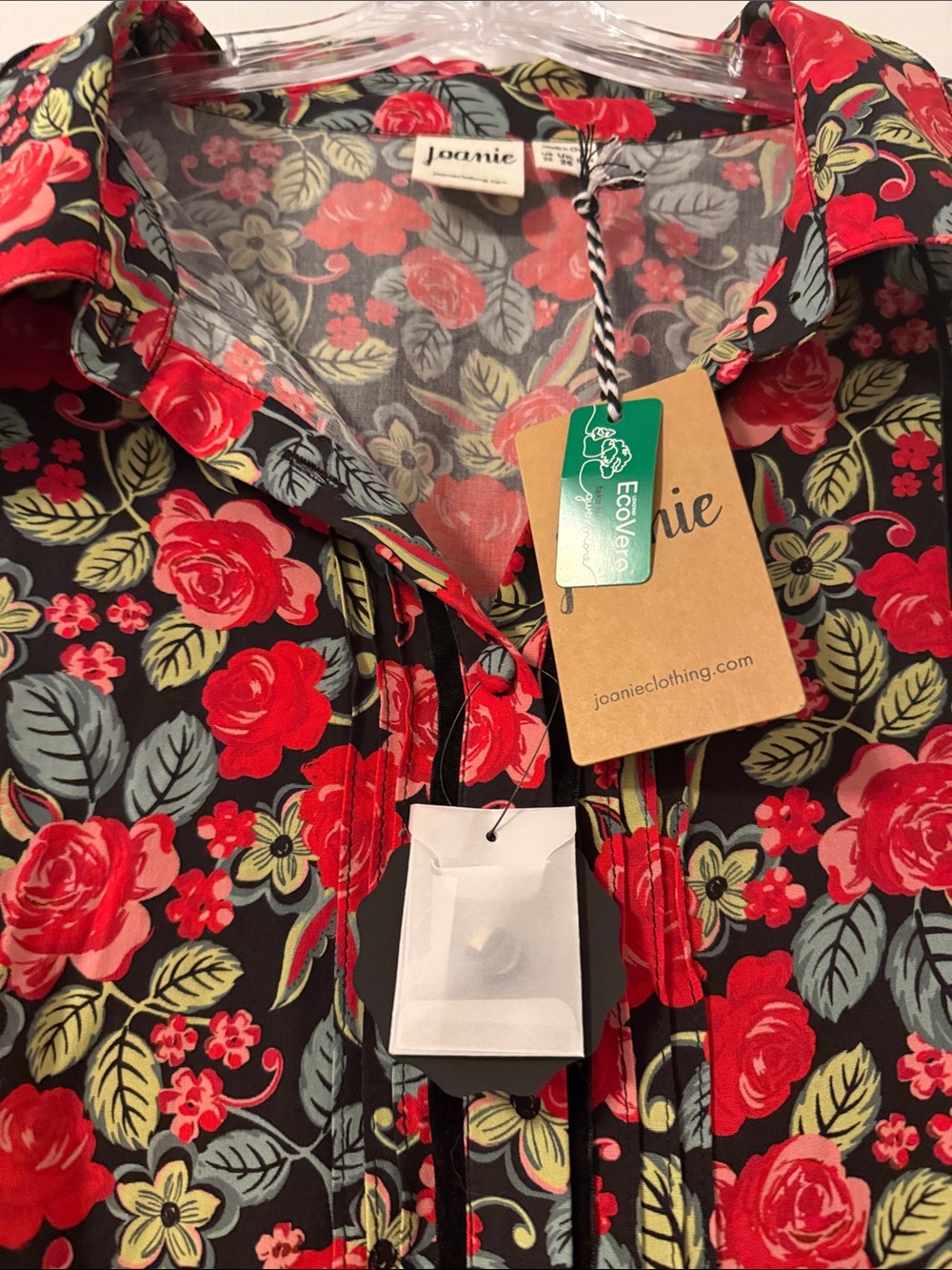 Joanie Paulina Rose Plus 22 Floral Long-Sleeve Dress Velvet Tie Neck Buttons - Picture 10 of 10